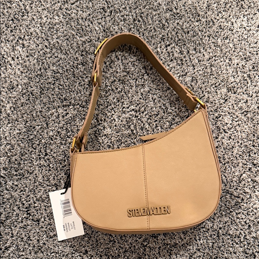 NWT Steve Madden Women’s Bkeeley Latte Asymmetrical Shoulder Bag with Logo